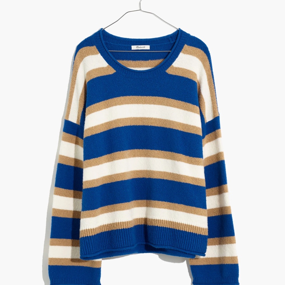 NWT Madewell “Striped Belmore Pullover Sweater” in Coziest Yarn